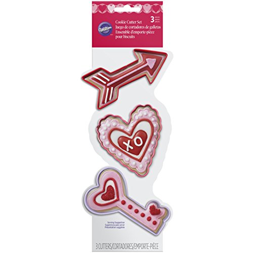 Wilton Metal Arrow Heart Key 3 Piece Cookie Cutter Set, Multicolor
