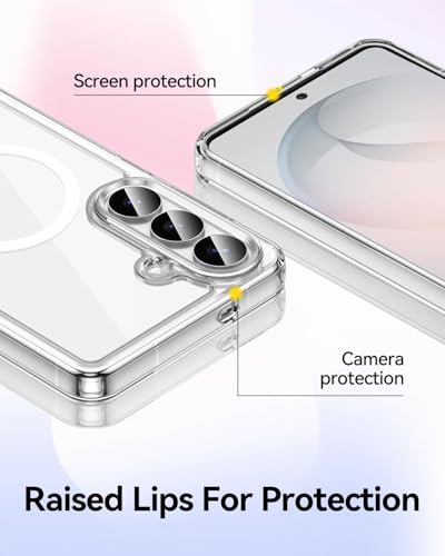 Image of QsmQam Crystal Hybrid Back Case Cover Compatible with Samsung S26 |Compatible with MagSafe| Clear Protective Case | Transparent Back Case- (Military-Grade Polycarbonate + TPU,Dual Layered)