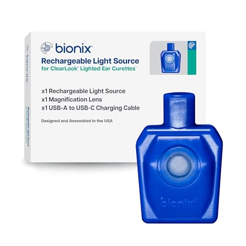 Bionix - Rechargeable Light Source for the Lighted Ear Curette System, USB-C & LED Light Earwax Removal Kit Attachment, Increases Visibility for Cerumen Removal, Ideal for Healthcare Providers