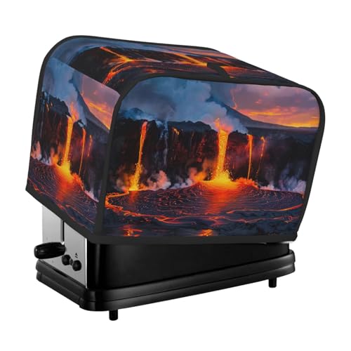 Kilauea Volcano プリントトースターカバー ポケット2枚 トースターオーブンカバー パンメーカーカバー キッチン小型家電用 カバーのみ