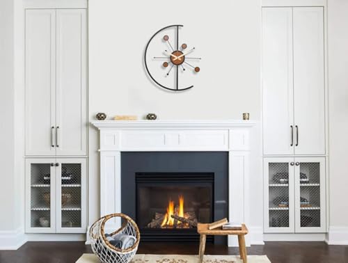 Image of Stylish Metal Wall Clock for Living Room, Bedroom, Office, Kitchen, Home and Hall | Antique Fancy Big Size Modern Wall Watch for Home Decor (Style-37, 50 CM)
