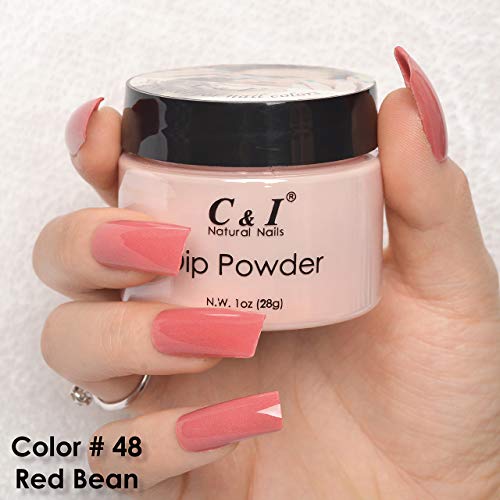 C & I Dip Powder Tauchen Pulver, Farbe # 48 Rote Bohnen, Gelnägel Effekt, Pulver für Nagellack, Rot Farbsystem, 1 oz… – Bild 5