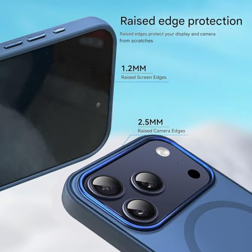 Image of Elzzi Magnetic for iPhone 17 Pro Max Case (2025)(Compatible with MagSafe)(Military Grade Drop Protection) Matte Shockproof with Anti-Fingerprint Phone Cover, 6.9''|Blue