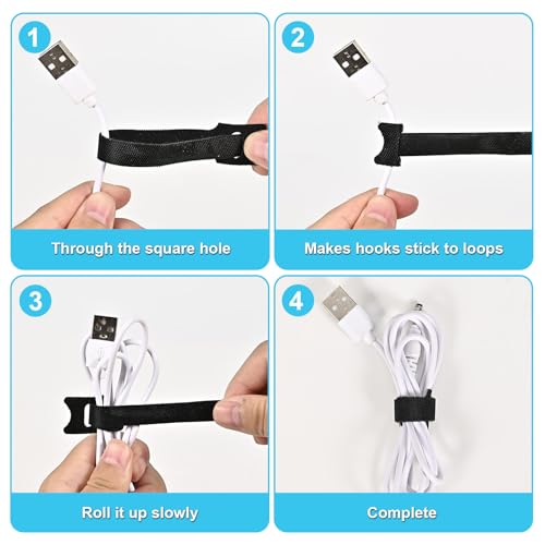 100 unidades Bridas reutilizables de 6 pulgadas con gancho y bucle: solución versátil para gestión de cables y ataduras para jardinería - Dobles usos para envolver cables y atar plantas miniatura 4