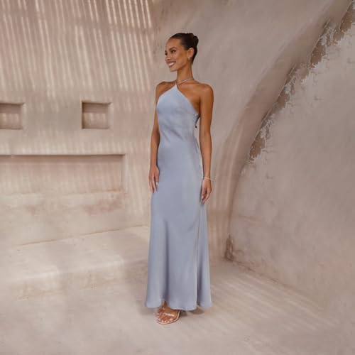 Women's Satin Bodycon Maxi Dress Elegant Formal Spaghetti Strap Backless Cocktail Dresses Wedding Guest2