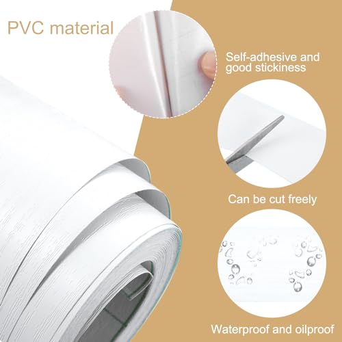 Image of uxcell 1 Roll Wood Grain Tape, 2.36 inch x 26 Ft Realistic Textured Repair Tape Self Adhesive Wood Textured Patch for Floor Wall Door Table Cabinets Desk Furniture Home Decor(White)