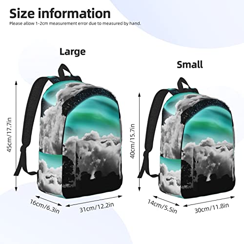 Sac à dos en toile léger ALLOCS Space And Moon décontracté et robuste Noir - 4