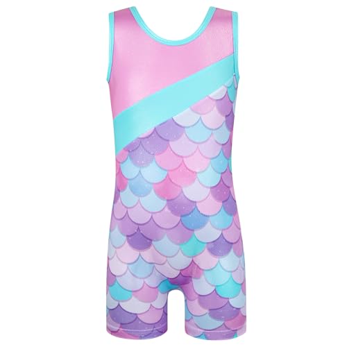 Image of HOZIY Leotards for Girls Gymnastics Kids Children Biketard Snowflake Ribbon Blue Purple Hot Pink Sparkle