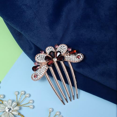 Image of BellaStella Premium Rhinestone Flower Hair Comb Hairpin Hair Dressing For Wedding Prom (Pack of 5) (Purple-1)