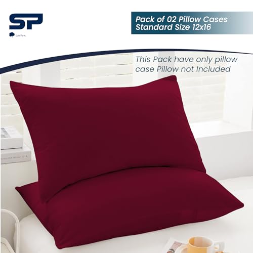 Image of Toddler Travel Pillow case Set of 2 PC Pillow Cover 100% Egyptian Cotton Decorative Pillow case 500 Thread Count Small Pillow case with Zipper Closure Toddler Pillow case 12x16 inch, Burgundy