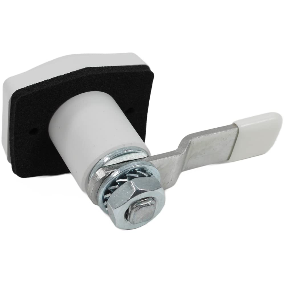 STS - Serrure à clapet à verrouillage hexagone - Blanc - Pour caravane, camping-car, caravane, bateau