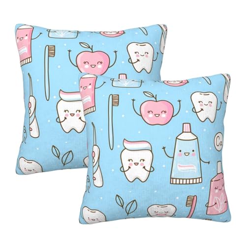 Cepillos de Dientes para Dentistas, Funda de Almohada Decorativa de poliéster, Suave y esponjosa. 2 Piezas 50x50cm