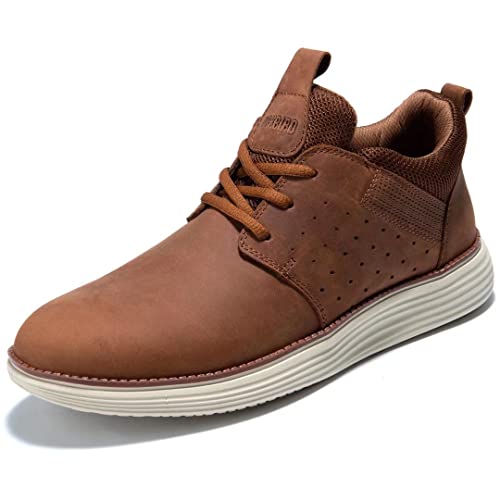 Arkbird Leather Loafers, Casual Slip-On Sneaker Shoes for Men Dark-Brown 10