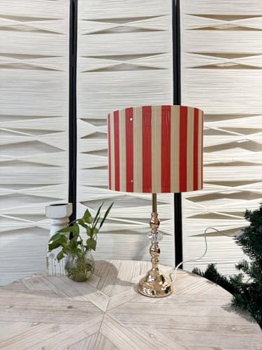 Image of bamboo lamp shade modern decorative red stripe groovy unique Lamp Replacement Accessories E27 size 30x23cm (red)