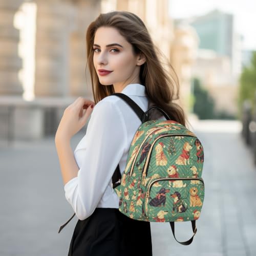 Bookbag vert compact style dessin animé : mini sac polyvalent