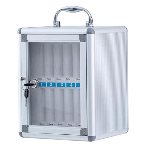 Wall Mounted Cell Phone Storage Box - 60 Slot Aluminum Lockable Organizer with Key, Perfect for Classrooms, Offices &amp; Events - Silver-A, Portable Handle for Easy Transport