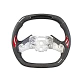 LED Smart Carbon Fiber Steering Wheel for 20-21 C8 Corvette Perforated Leather with 9 LED Shift Indicator Grip and Hand-Stitched D-shaped Flat-bottom Steering Wheel for 2020-2021 C8 Chevrolet Corvette