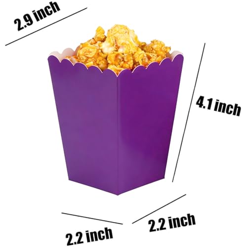 Image of Purple Popcorn Boxes Mini Paper Popcorn Box Cardboard Popcorn Container for Birthday Party, Graduation, Wedding, Carnival, Movie Night, Pack of 36