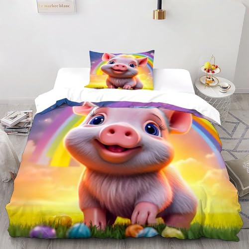 Housses de couettes 135x200 animaux cartoon parure de lit microfibre douce - 2