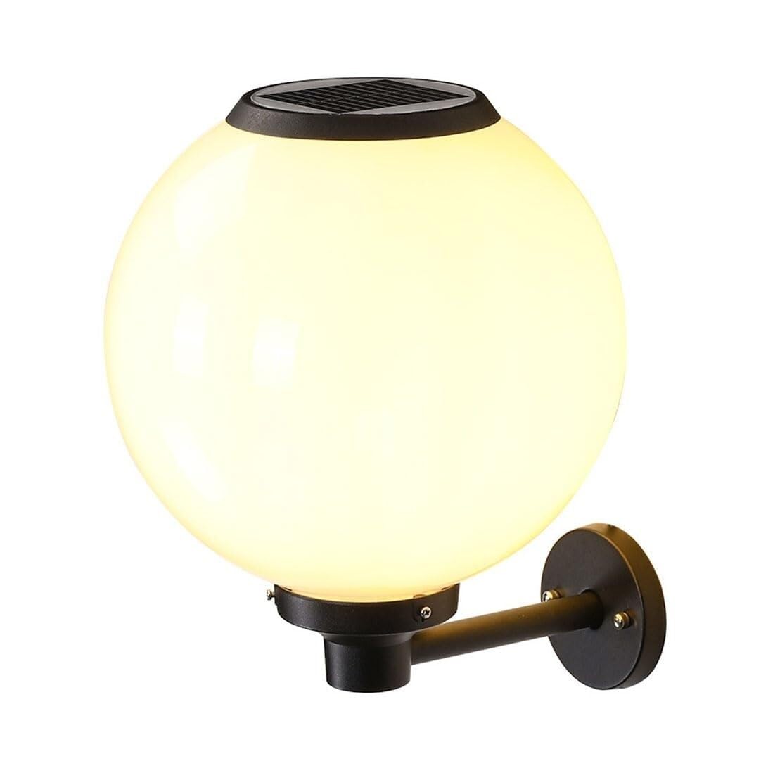 Wejścia Lampa Zewnętrzna Nowoczesna Lampa Ścienna Zewnętrzna Solarna Aluminiowa Kulista Balkonowa Klosz PS Kinkiet Wodoodporny Latarnia Oświetlenie Ogrodu(30cm)