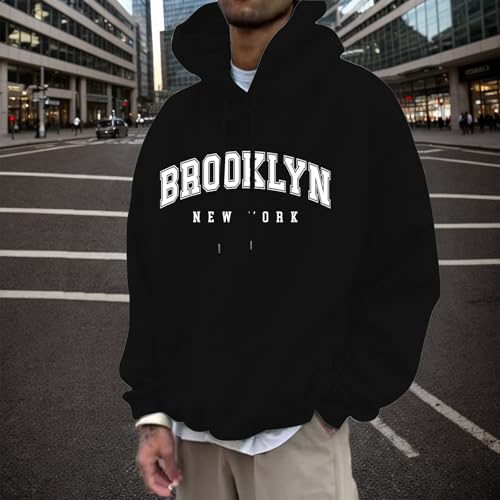 Graphic Hoodies for Men Letter Print Oversized Sweatshirts Long Sleeve Drawstring Pullover Tops with Pockets Unisex4