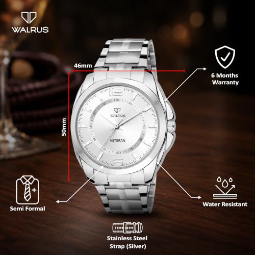 Image of Walrus Polo VIII Series Stainless Steellic Wristwatch for Men Stylish Analog Design, Professional & Casual Use, Men's Wrist Watch for Gift