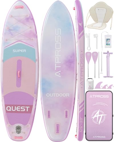 Image of 10'6''x33''Inflatable Stand Up Paddle Board, 400lbs Extra Wide Stand Up Paddleboard with Kayak Seat, Anti-Slip EVA Deck Premium SUP Accessories Kit, Non-Slip Stable Deck Boat