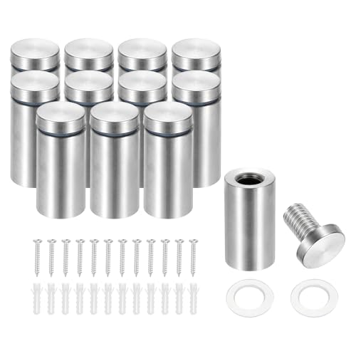 Image of PATIKIL 3 /4 inch x 1.6 inch Standoff Screws, 12 Pack Stainless Steel Wall Mount Sign Standoffs Mounting Hardware Advertising Nail for Hanging Acrylic Picture Frame, Silver