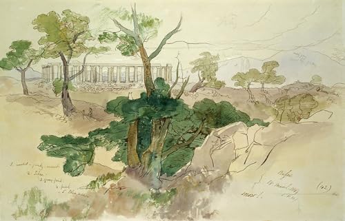 Toile murale abstraite Edward Lear temple de Bassae 60x90
