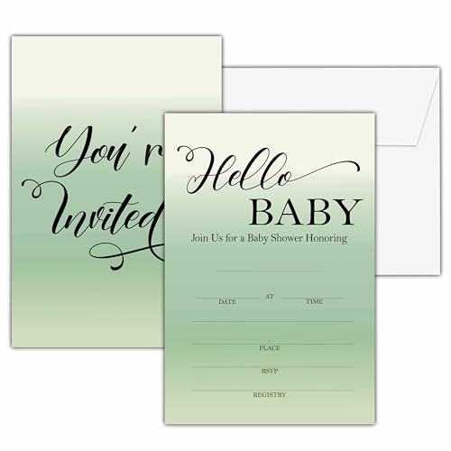 Cartes d'invitation fête de révélation du sexe Vert Sauge : Vos invitations prêtes en 5 min