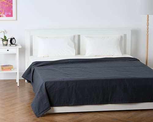 Image of 100% Pure Cotton 3 Layer Dohar, Single Bed Blanket Comforter, (60''X90'' / 152X230 CM), Uni Plain, Skin Friendly Dohar, Color - Charcoal Grey