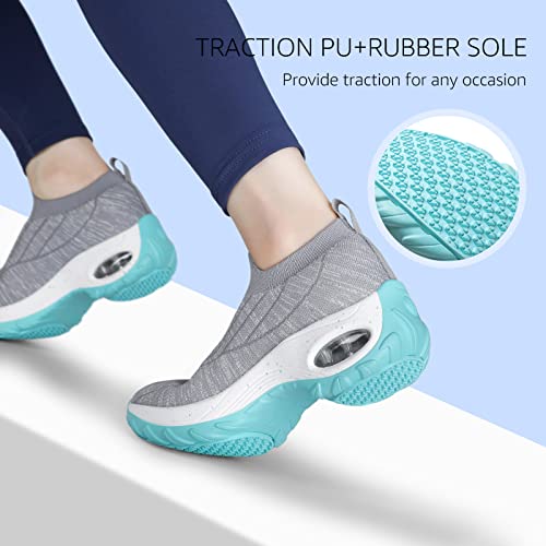 Image of STQ Walking Shoes for Women Slip on Sock Sneakers Non Slip Air Cushion | Cushion Slip On Sock Shoes for Daily Wear, Lightweight Breathable Mesh for Jogging, Traveling, Nursing & All-Day Standing