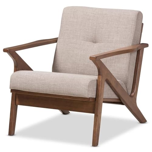 Sillón acento tapizado poliéster marrón miniatura 1