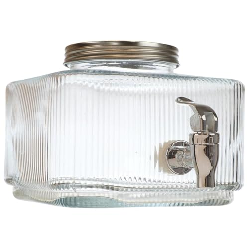 HowHomely Dispensador de bebidas de cristal, dispensador de agua, 3 l, con grifo, dispensador de zumo, dispensador de limonada, recipiente para bebidas con tapa, cuadrado estriado HowHomely Dispensador de bebidas de cristal, dispensador de agua, 3 l, con grifo, dispensador de zumo, dispensador de limonada, recipiente para bebidas con tapa, cuadrado estriado