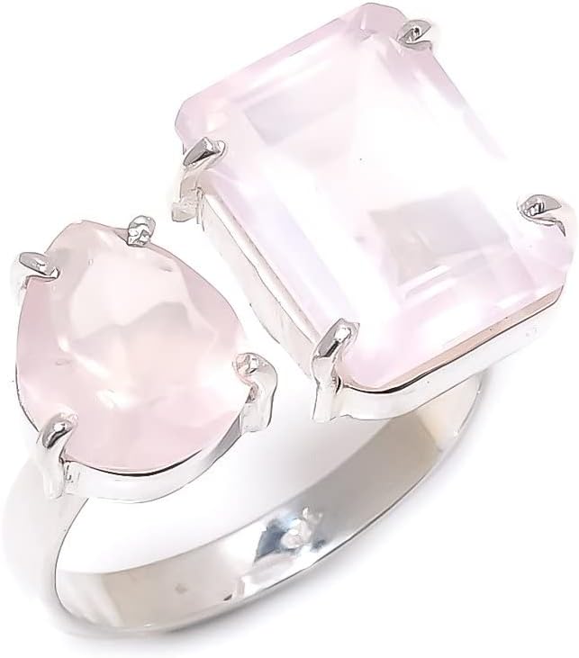 Anillo de plata de ley 925, piedra preciosa hecha a mano, ajustable