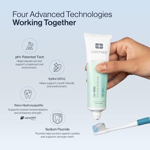 Image of CariFree Gel 1100 (Mint) Anti-Cavity Fluoride Toothpaste with Nano Hydroxyapatite, Cavity Prevention and Enamel Protection, Dentist Recommended for Kids and Adults, 2.40 oz.