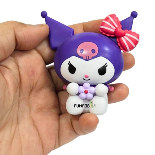 Image of FUNFOB Kuromi Action Figure Height -7.5cm Collectible Figurine PVC Multicolour | Kuromi Purple White with Flower