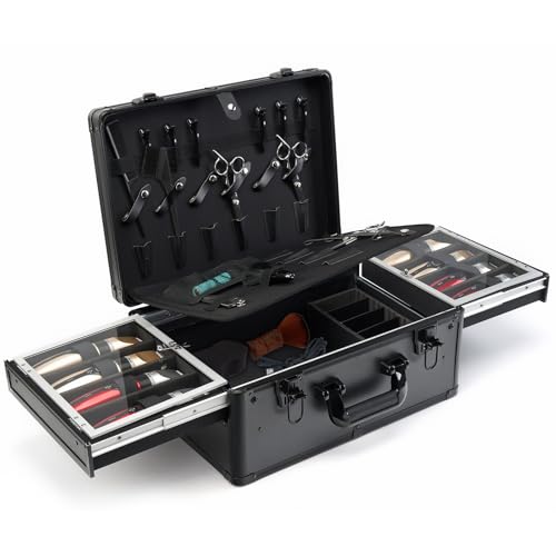 MoyRetty Professional Barber Case with Cap Clear dustproof, Barber Suitcase 6 Clipper Slots & 8...