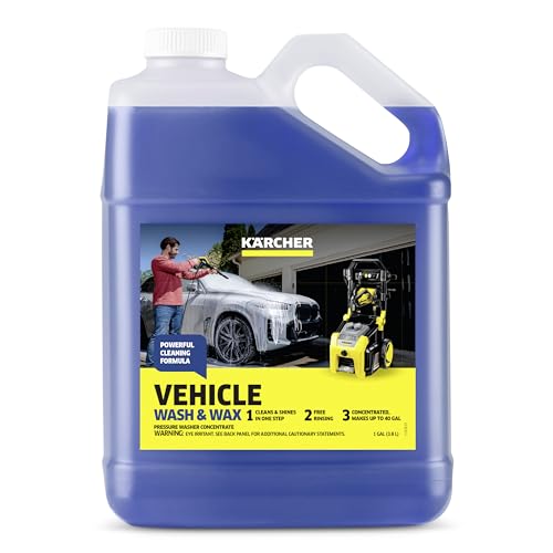 Kärcher Vehicle Wash and Wax, Pressure Washer Detergent, Cleans Cars, Bikes, Trucks, Boats and More, Highly Concentrated, Makes up to 20 gal of Cleaner