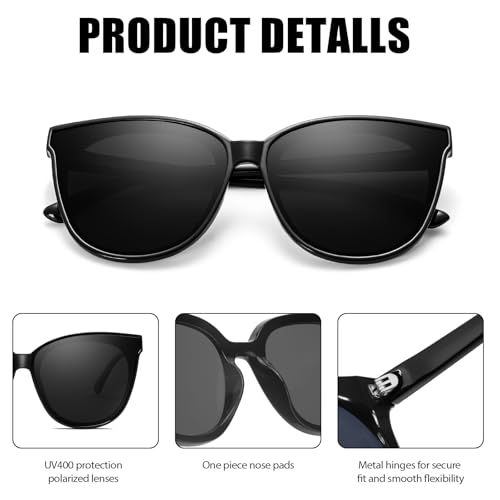 LVIOE Polarized Sunglasses for Women UV400 Protection Oversized Cat Eye Frame Retro Sunglasses for Driving Fishing Outdoor4