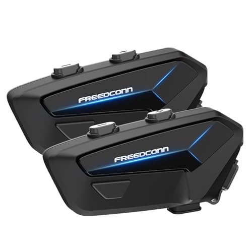 Image of FreedConn FX Plus Motorcycle Bluetooth Headset, Helmet Intercom Communication Systems with IP67 Waterproof, CVC and AI Noise Cancellation, Auto-Join Mesh Network 2-16 Riders, 2 Pack