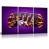 Pankila Playing Card Wall Art Poker Pictures Canvas Prints Casino Club Wall Decor Balckjack Baccarat and Chips Painting Poker Posters for Game Room Living Room Bedroom Bar Decor (28''W x 42''H)