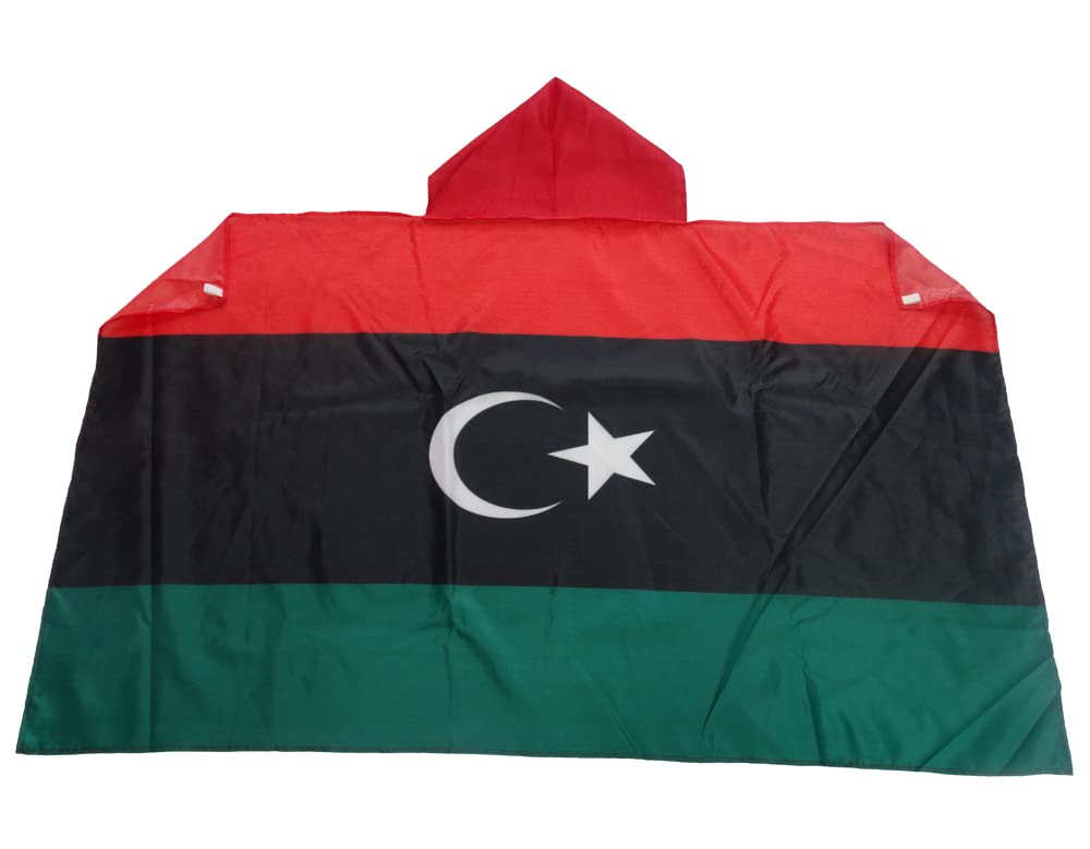 AZ FLAG - Libya Body Flag - 3x5 Ft - Libyan Cap Flag - 100% Polyester with Inegrated Sleeves and Hood - Vivid Colors - 3' x 5' Feet - 150x90 Cm