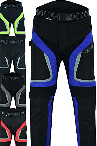 Texpeed Motorradhose Mit Protektoren Herren - Textil Wasserdicht Motorroller Motorrad Bikerin Mit Schutz Rüstung (EN 1621-1) Blau - L Taille/Lang Bein