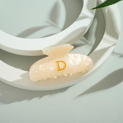 Image of LILIE&WHITE Acrylic Letter Hair Clips For Women Stylish D Monogram Hair Claw Alphabet Hair Clip Fashion Glitter Claw Clip Elegant And Durable Hair Accessory Large Hair Clips D
