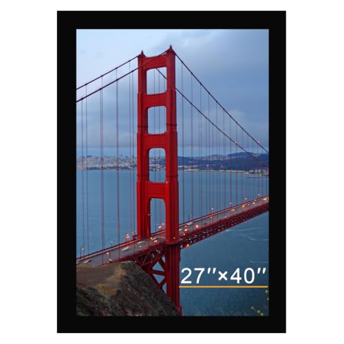 Image of BESCRCL 27x40 Poster Frame for Wall Display with HD Plexiglas, Engineered Wood for 27 x 40 Picture, Black, 1 Pack