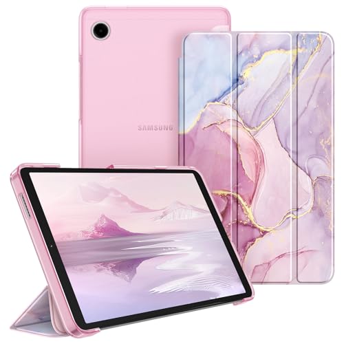 Fintie Funda para Samsung Galaxy Tab A11 8,7' 2025/Tab A9 8.7 pulgadas Tablet Ultra Delgada Carcasa con Parte Trasera Transparente, Glorioso Mármol