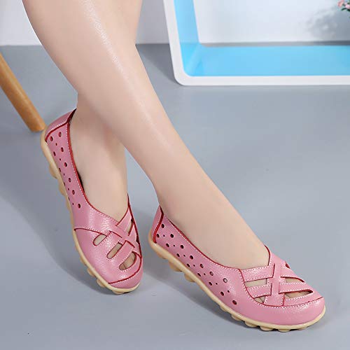 Women's Leather Shoes Loafers Slip-Ons Flats Casual Walking Driving Breathable Cutout2