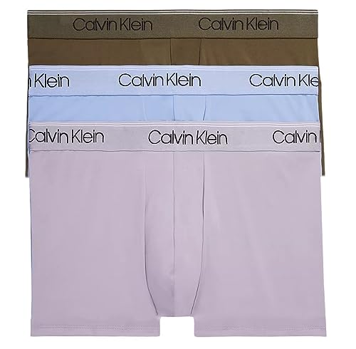Calvin Klein Men's Low Stretch Microfiber Boxer Brief (Large, Dark Olive/Dapple Grey/Bel Air Blue)