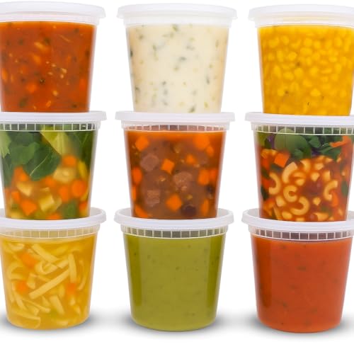 Food Storage Containers, Clear Plastic 32 Oz, Microwave and Freezer Safe, BPA Free, Food Storage, 24 sets with lids meal prep & soup storage